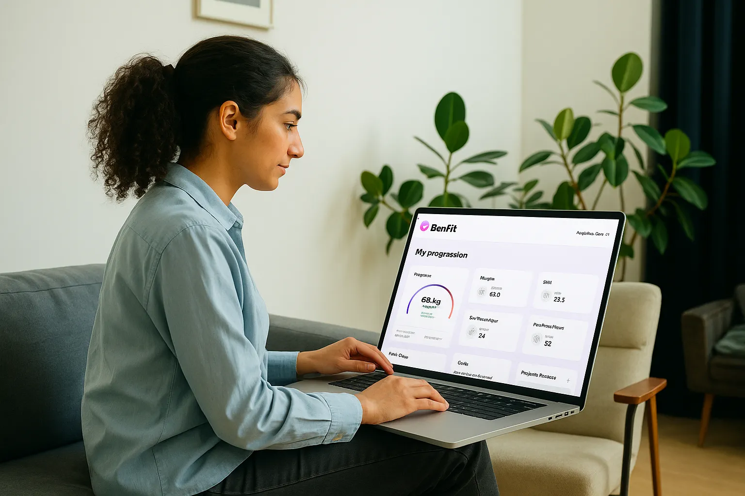 A nutritionist using Benfit's automated meal planning software to create personalized nutrition plans.